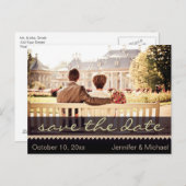 国エレガント素朴ヴィンテージ保存日 案内ポストカード (正面/裏面)