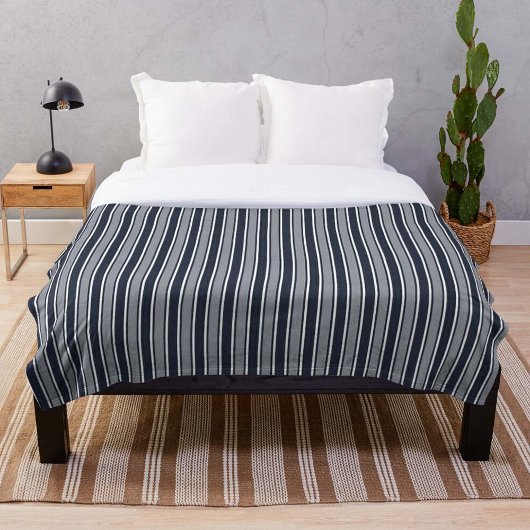国エレガント航海の海軍と白ストライプ フリースブランケット