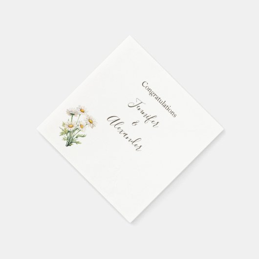 国カジュアルの結婚式デイジーフローラパーソナライズされた スタンダードカクテルナプキン (角)