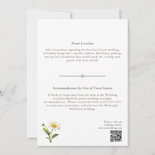 国カジュアルの結婚式デイジーフローラ 招待状 (裏面)