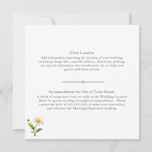 国カジュアルの結婚式デイジーフローラ 招待状 (裏面)