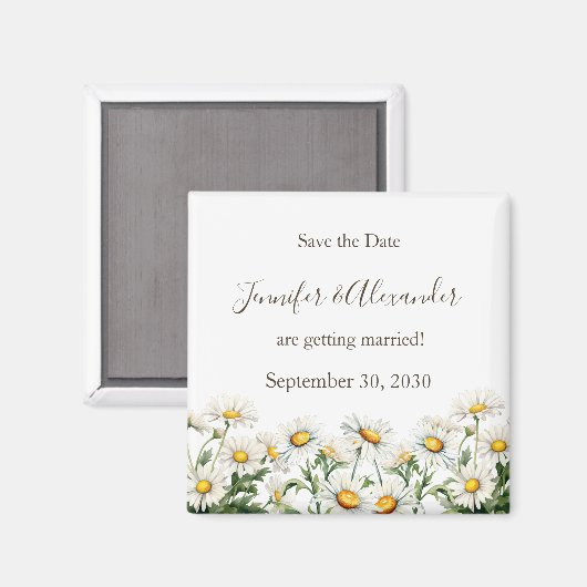 国カジュアルの結婚式デイジー日付の保存 マグネット (正面/裏面)