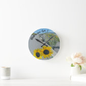 国カジュアル"愛の中で歩く"Eph5道路ひまわり花 ラウンド壁時計 (ホーム)