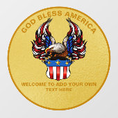 国カスタマイズ国イーグル米国国旗の金ゴールド ウィンドウサイン (シート)