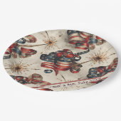 国カスタム国国旗の花火大会7月4日 ペーパープレート (アングル)