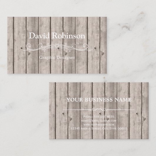 国カッコいい素朴の木の質感 名刺 (正面/裏面)