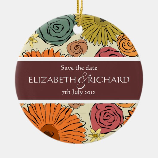 国カラフルの花葉オーナメント セラミックオーナメント (正面)