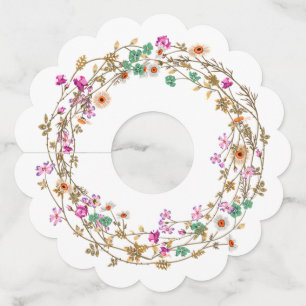 国カラフルスタイルフローラリースアートモチーフ ワイングラスタグ