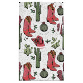 国ガーリー女性のカーボーイクリスマスピンクとグリーン スモールペーパーバッグ (裏面)