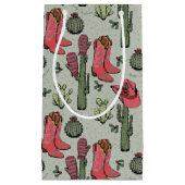 国ガーリー女性のカーボーイクリスマスピンクとグリーン スモールペーパーバッグ (正面)