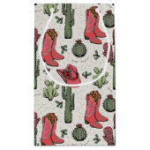 国ガーリー女性のカーボーイクリスマスピンクとグリーン スモールペーパーバッグ (裏面)