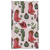 国ガーリー女性のカーボーイクリスマスピンクとグリーン スモールペーパーバッグ (裏面)