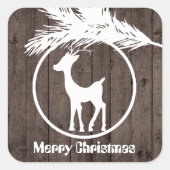 国クリスマスのトナカイ電球を追加文字シール スクエアシール (正面)