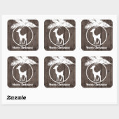 国クリスマスのトナカイ電球を追加文字シール スクエアシール (シート)