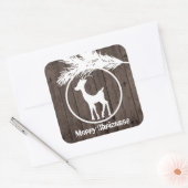 国クリスマスのトナカイ電球を追加文字シール スクエアシール (封筒)