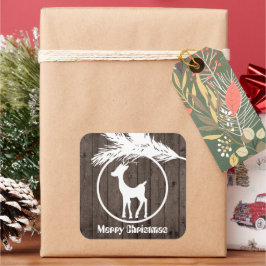 国クリスマスのトナカイ電球を追加文字シール スクエアシール