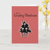 国クリスマスツリー赤カスタマイズ素朴可能 カード (黄色い花)