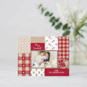 国クリスマスパターンコラージュ赤タン写真 シーズンカード (スタンド正面)