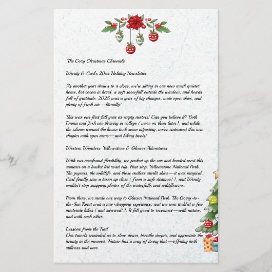 国クリスマスファミリーニュースレター両面 便箋 (正面)