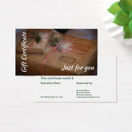 国クリスマスホリデーギフトカード証明書 (デスク)