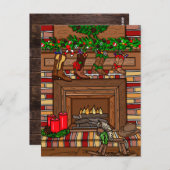 国クリスマス |カウボーイブートストッキング ポストカード (正面/裏面)