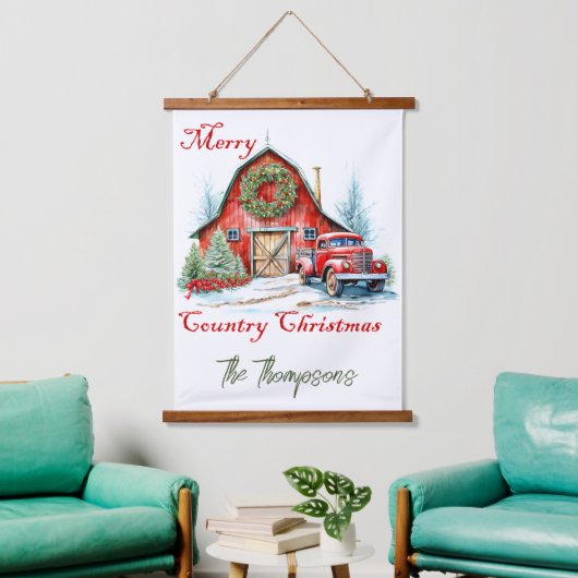 国クリスマス 吊り下げ型タペストリー (リビング)