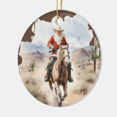 国クールのクリスマスサンタホースのメッセージを追加 セラミックオーナメント (左)