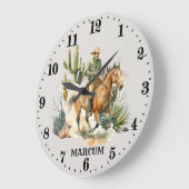 国クール西部のカウボーイの名前を追加 ラージ壁時計 (傾斜)