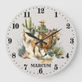 国クール西部のカウボーイの名前を追加 ラージ壁時計 (正面)