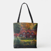 国コテージと赤つる植物ホームをカバー トートバッグ (裏面)