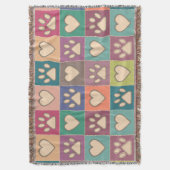 国コテージポープリントとハート スローブランケット (正面縦)