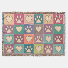 国コテージポープリントとハート スローブランケット