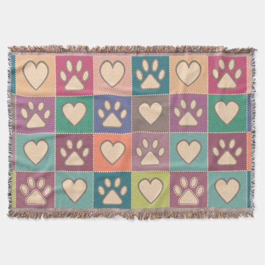 国コテージポープリントとハート スローブランケット (正面)