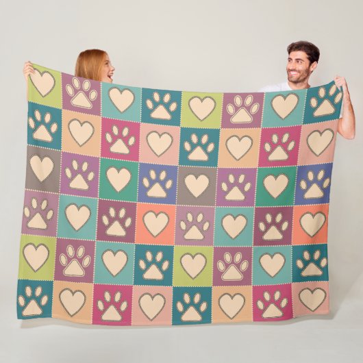 国コテージポープリントとハート フリースブランケット (インサイチュ)