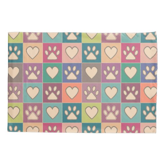 国コテージポープリントとハート 枕カバー (裏面)