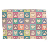 国コテージポープリントとハート 枕カバー (正面)