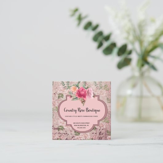 国コテージヴィンテージ素朴フローラ スクエア名刺 (スタンド正面)