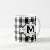国シックなB&Wのバッファローの格子縞カスタムな家族のロゴ コーヒーマグカップ (正面右)