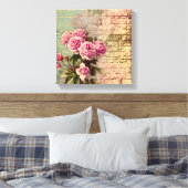 国シックフランスの,みすぼらしいシック,ピンクのバラ,フローラ キャンバスプリント (インサイチュ (寝室))