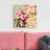 国シックフランスの,みすぼらしいシック,ピンクのバラ,フローラ キャンバスプリント (インサイチュ (リビング))