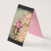 国シックフランスの,みすぼらしいシック,ピンクのバラ,フローラ 名刺 (正面)