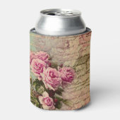国シックフランスの，みすぼらしいシック，ピンクのバラ，フローラ 缶クーラー (缶正面)