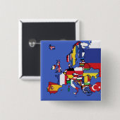 国シンプル旗を持つヨーロッパの地図 缶バッジ (正面&裏面)