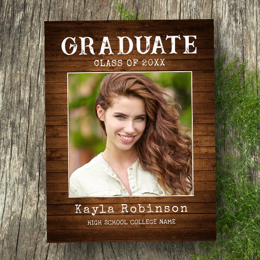 国スタイリッシュ素朴木プランク写真卒業 ポストカード