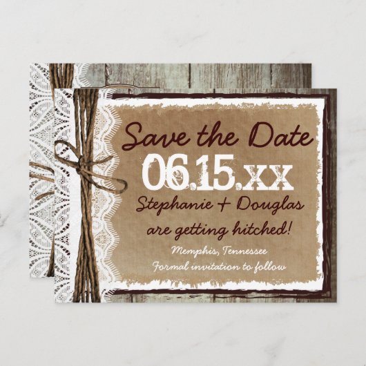 国スタイル素朴日付はがきを保存 案内ポストカード (正面/裏面)