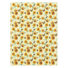 国ストライプの蝶とヒマワリ テーブルクロス