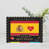 国スペインの旗と新年/願いスペインハート シーズンカード (スタンド正面)