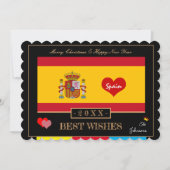 国スペインの旗と新年/願いスペインハート シーズンカード (正面)