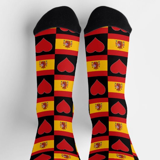 国スペインの旗ハートおもしろいスペインプライド ソックス (上部)