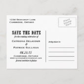 国タイポグラフィヴィンテージ日付はがきを保存 案内ポストカード (裏面)